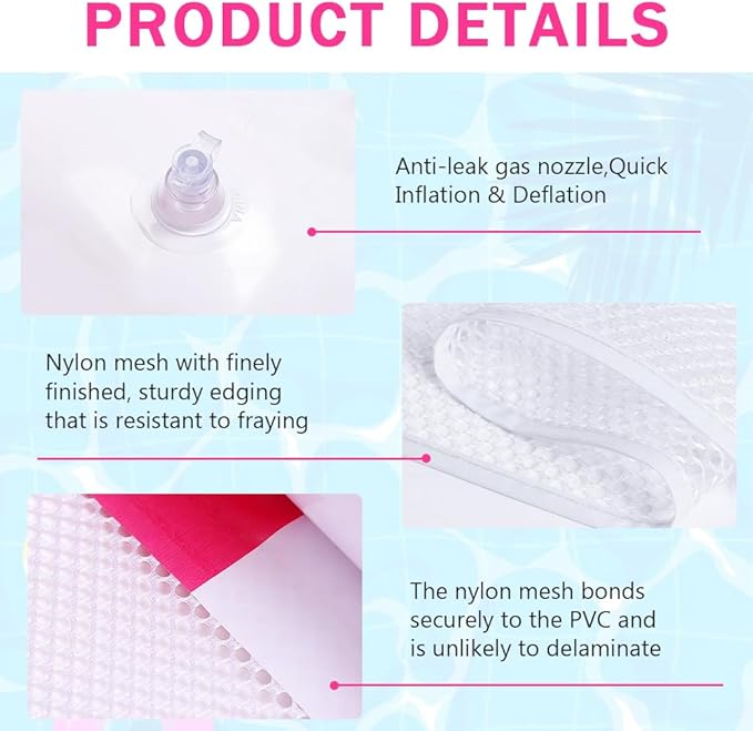 Hamac de Piscine Gonflable 4 en 1 avec Filet – Flotteur Multifonction Pliable – 128 x 68 x 78 cm - Rose