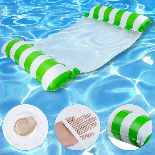 Hamac de Piscine Gonflable 4 en 1 avec Filet – Flotteur Multifonction Pliable – 128 x 68 x 78 cm - Vert