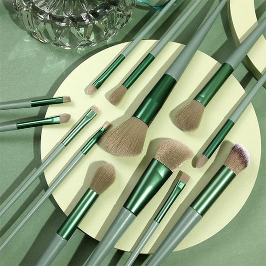 Kit de 13 Pinceaux de Maquillage Professionnels - Vert