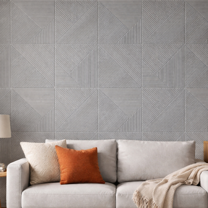Pack de 10 Panneaux Muraux 3D Adhésifs Gris – Motif Géométrique 70×70 cm