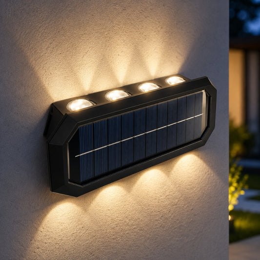 Applique Solaire LED Murale 8 LED – Double Éclairage - 21 x 10 cm