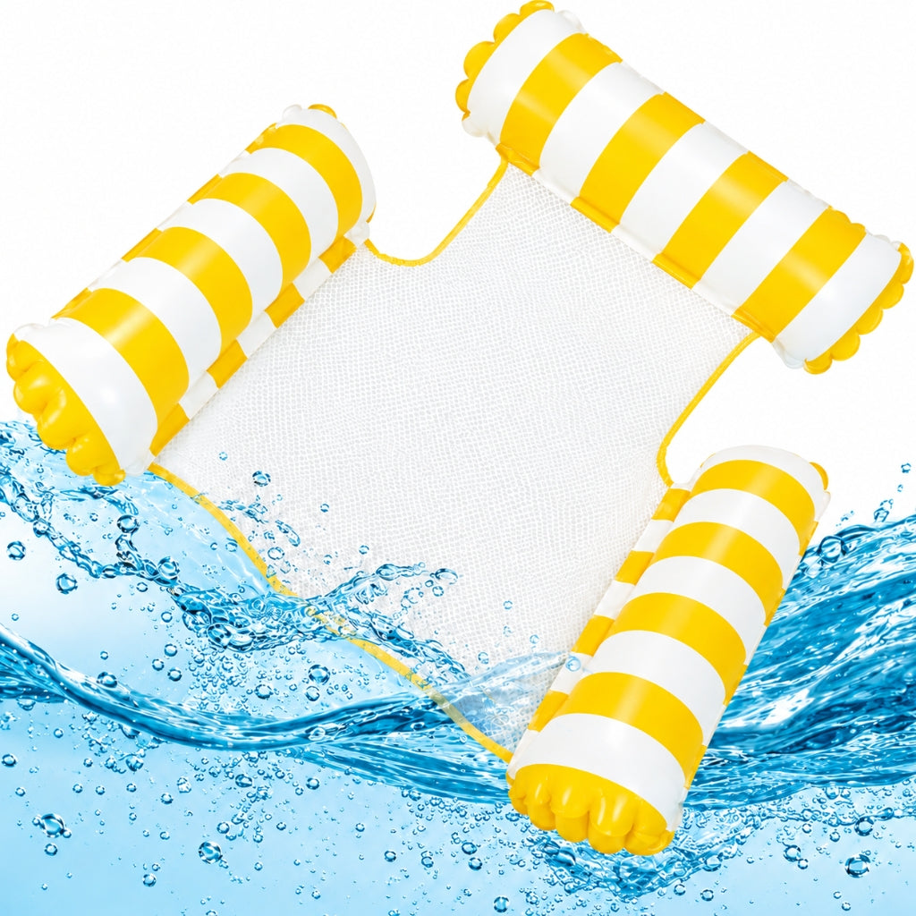 Hamac de Piscine et Plage Gonflable avec Filet – 115 x 105 x 15 cm - Jaune