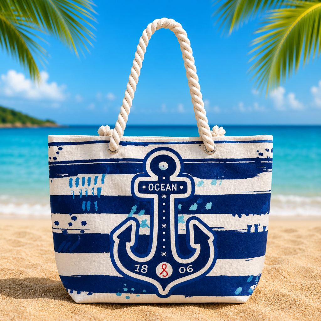 Sac de Plage – Motif Marin Bleu 50 x 37 x 14 cm