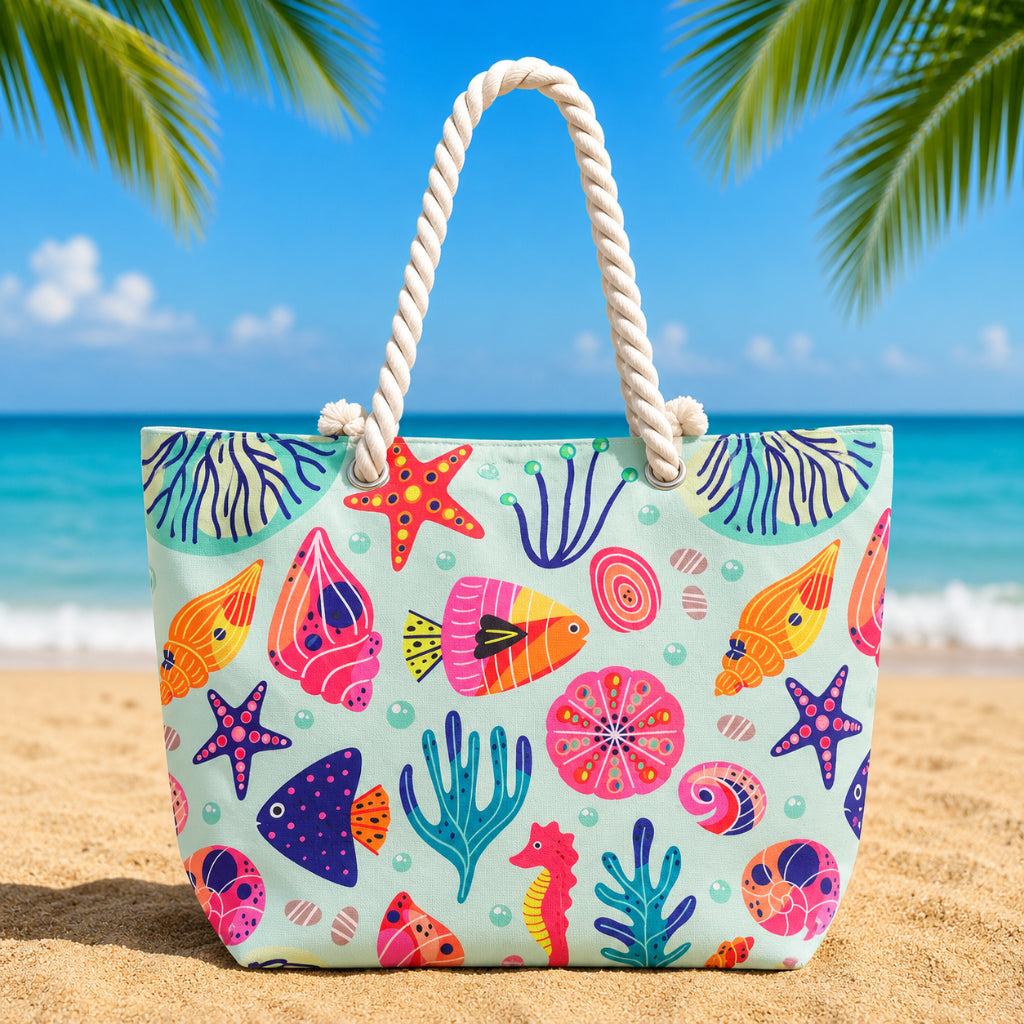 Sac de Plage – Motif Marin 50 x 37 x 14 cm