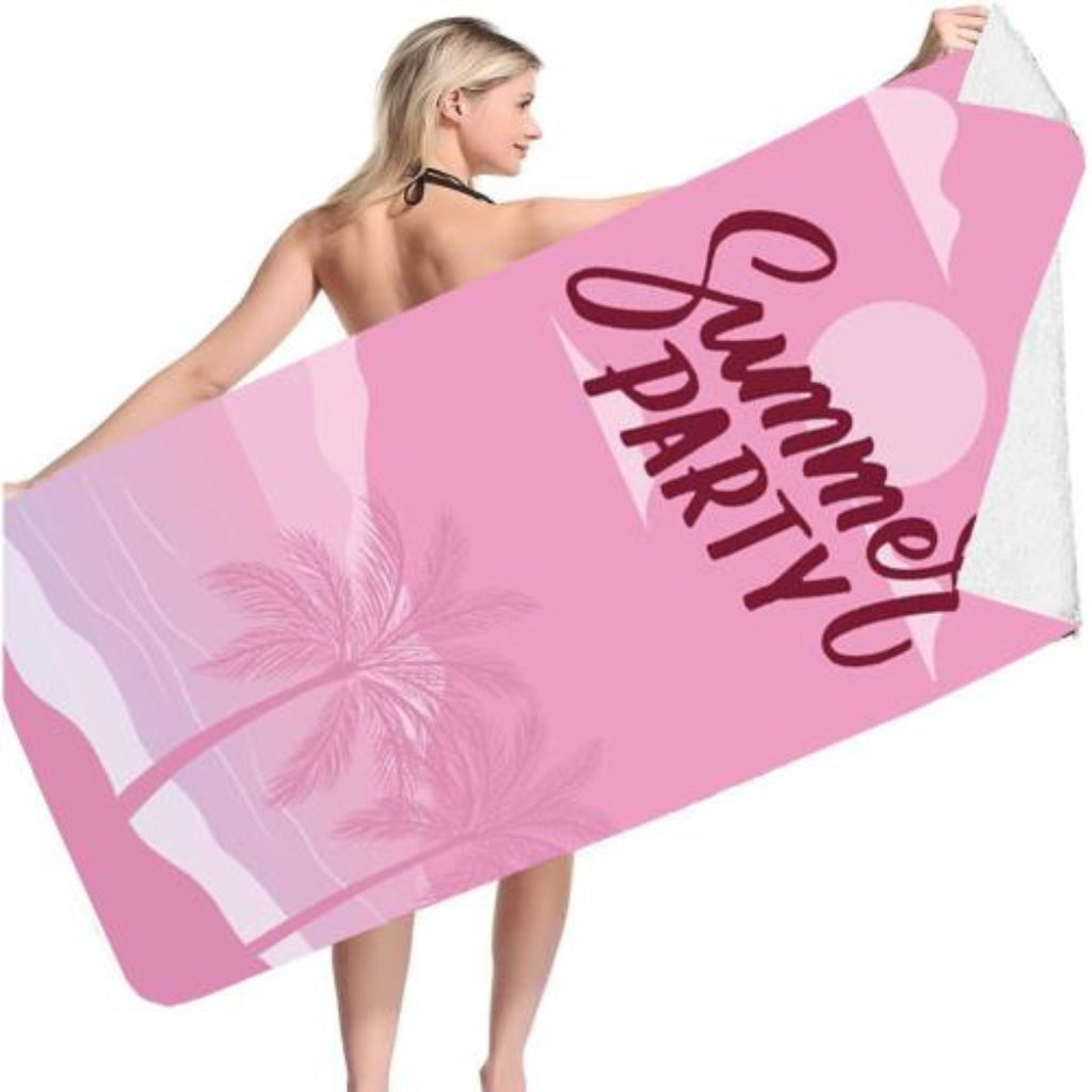 Serviette de Plage Microfibre Design Summer Party Rose – 150 x 70 cm