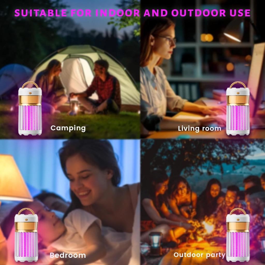 Lampe Anti-Moustique Ultrason Rechargeable USB – Tue-Mouche Électrique 2000V - Blanc