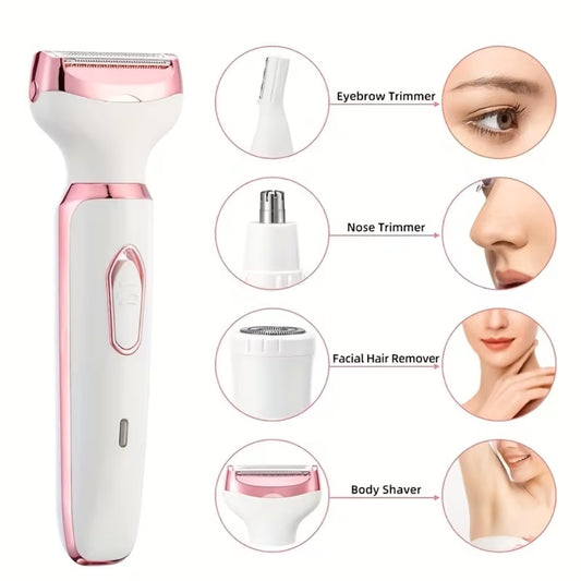 Rasoir Électrique Multifonction Rechargeable Portable 4-en-1 pour Femme