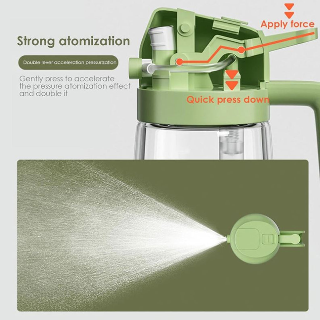 Vaporisateur et Distributeur d’Huile 2 en 1 en Verre 470 ml – Bouteille Spray pour Cuisine – Vert