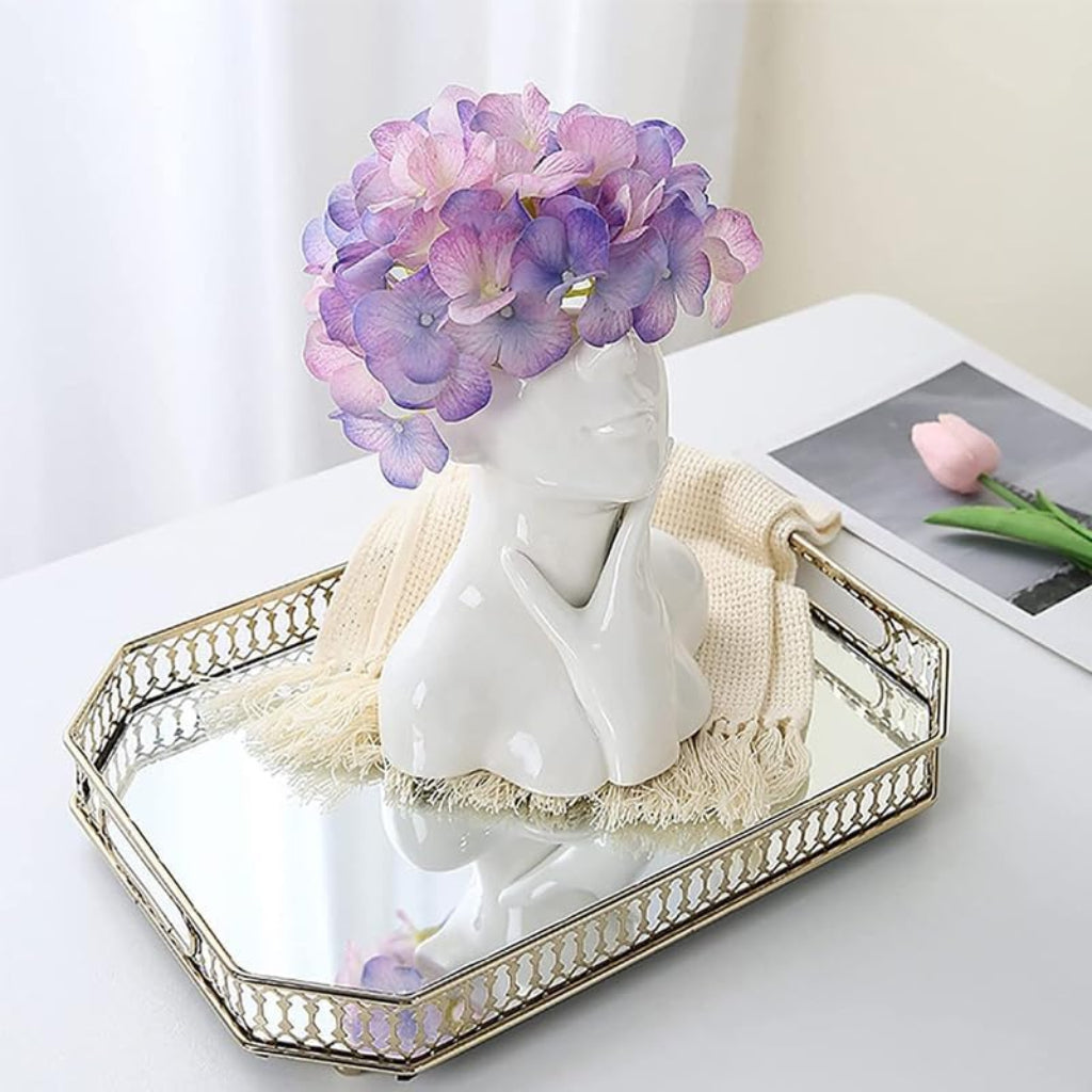 Vase et Organisateur Multifonction Design Visage Moderne Blanc