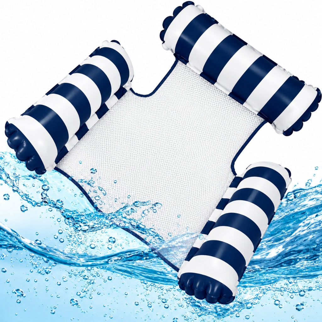Hamac de Piscine et Plage Gonflable avec Filet – 115 x 105 x 15 cm - Bleu Marine
