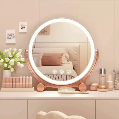 Miroir de Maquillage LED Rechargeable avec Tactile – Rotation 360° Réglable et Ajustable - Rose