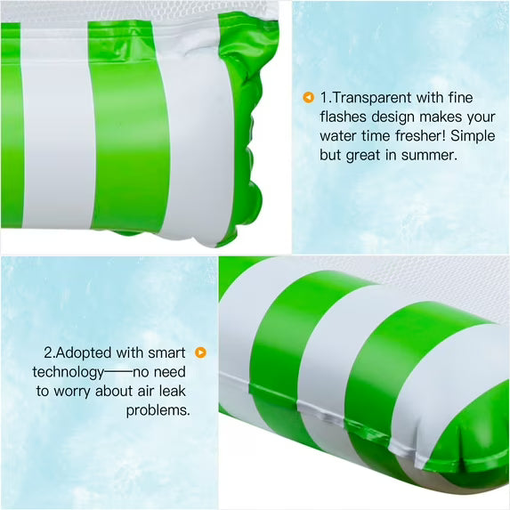 Hamac de Piscine Gonflable 4 en 1 avec Filet – Flotteur Multifonction Pliable – 128 x 68 x 78 cm - Vert