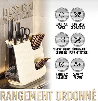 Organisateur Multifonction Pour Ustensiles de Cuisine - 25×11,5×23 cm - Beige
