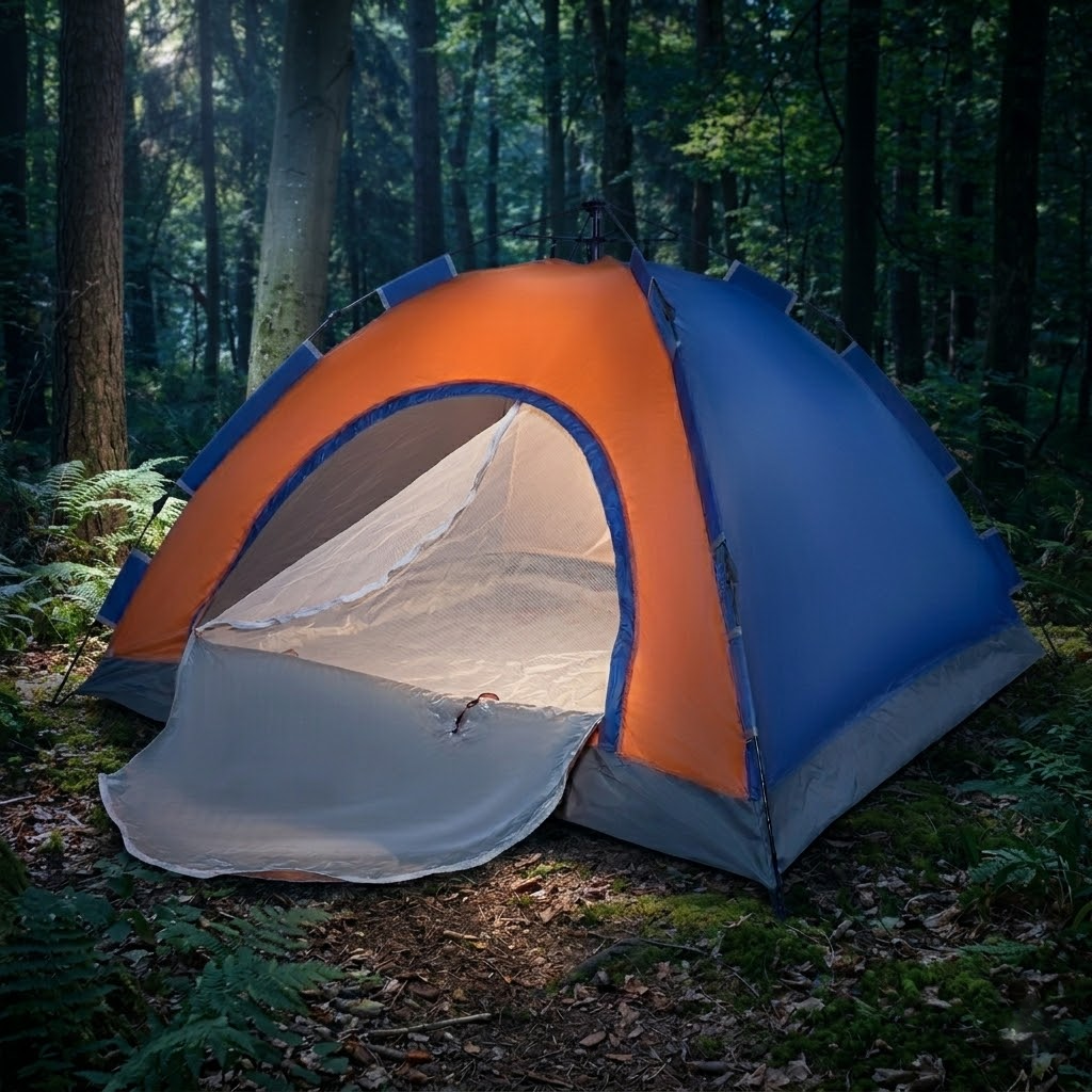 Tente Automatique 4 Places – 2 x 2 x 1,50 m – Tente Portable avec Sac de Transport - Orange & Bleu