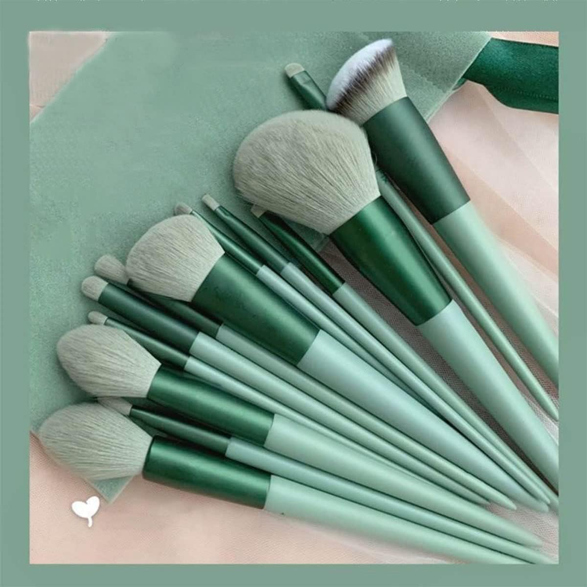 Kit de 13 Pinceaux de Maquillage Professionnels - Vert