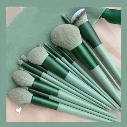 Kit de 13 Pinceaux de Maquillage Professionnels - Vert