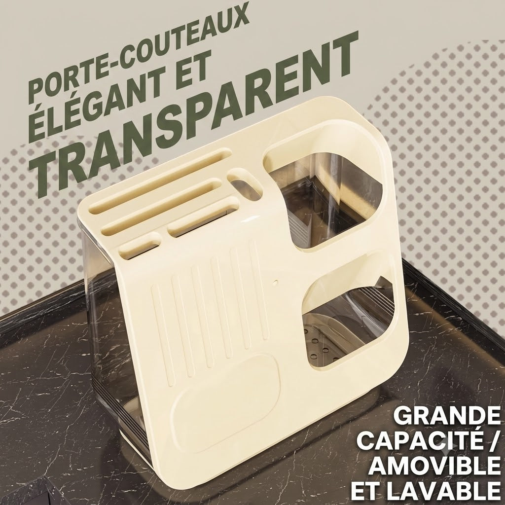 Organisateur Multifonction Pour Ustensiles de Cuisine - 25×11,5×23 cm - Beige