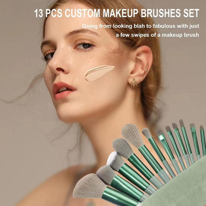 Kit de 13 Pinceaux de Maquillage Professionnels - Vert