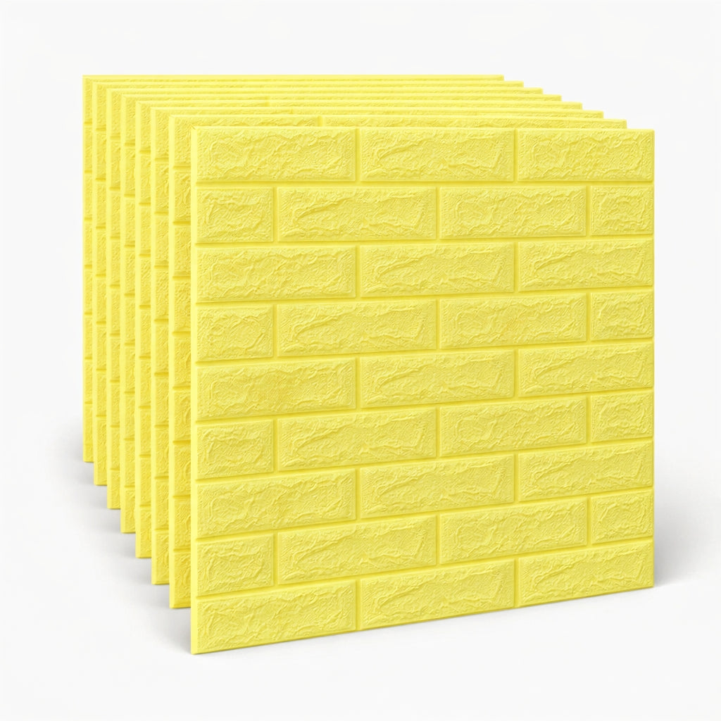Pack de 10 Panneaux Muraux Adhésifs Anti-Humidité 3D - 77 * 70-Jaune