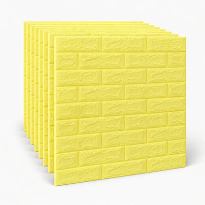 Panneau Mural Adhésif Jaune - Anti-Humidité 3D - 77 * 70 cm