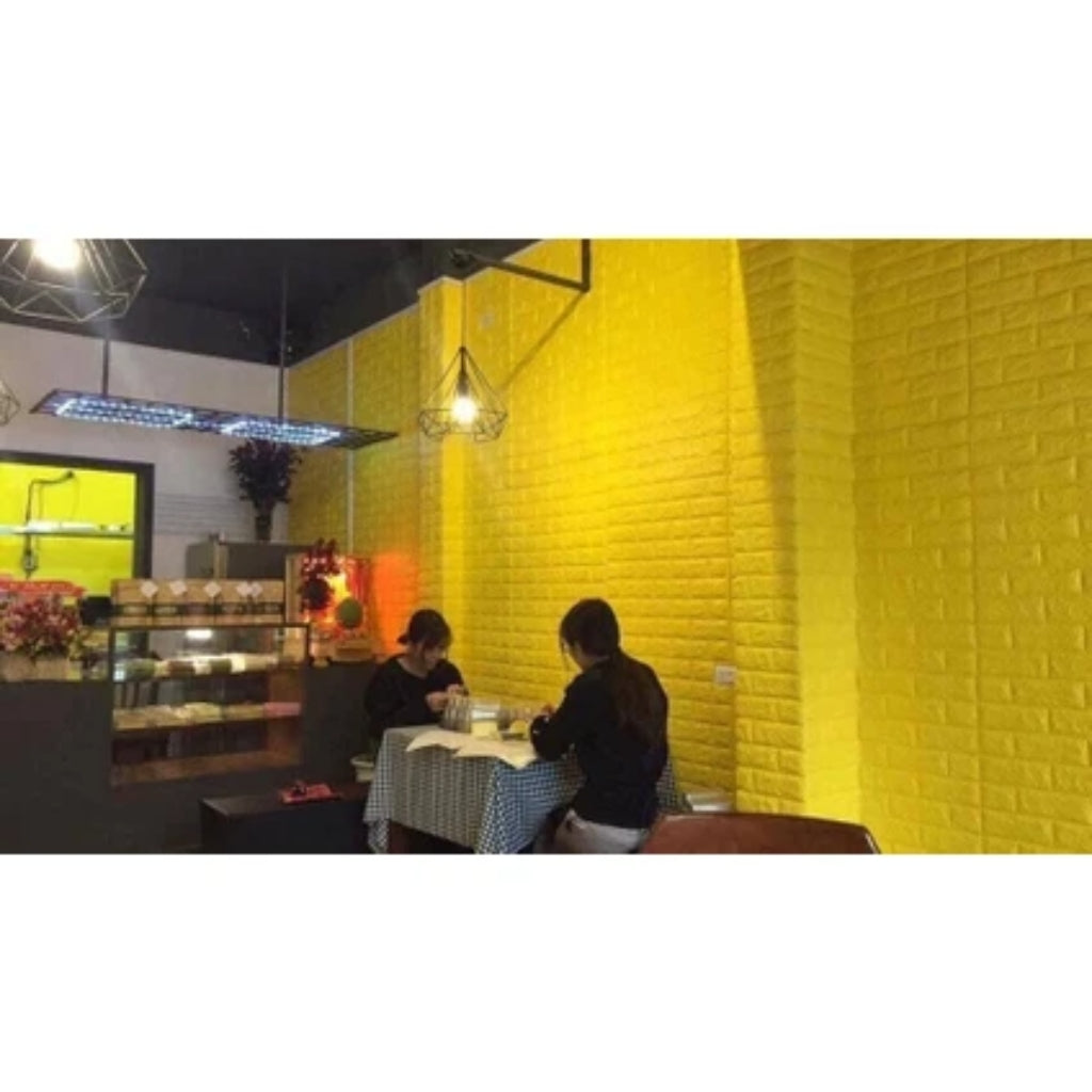 Panneau Mural Adhésif Jaune - Anti-Humidité 3D - 77 * 70 cm