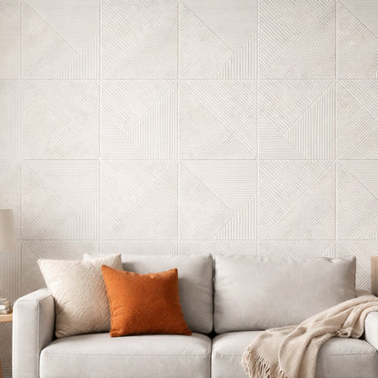 Pack de 10 Panneaux Muraux 3D Adhésifs Blancs – Motif Géométrique 70×70 cm
