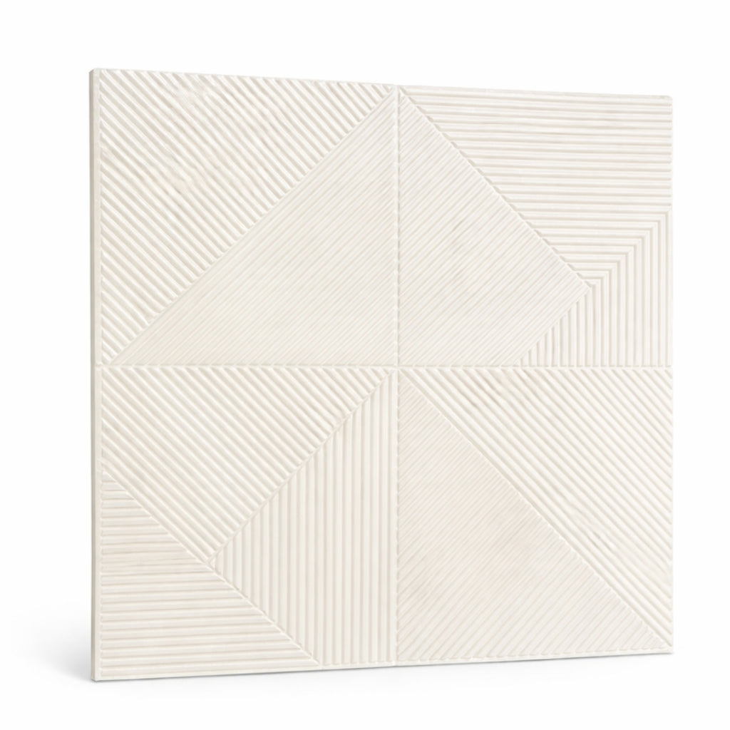 Pack de 10 Panneaux Muraux 3D Adhésifs Blancs – Motif Géométrique 70×70 cm