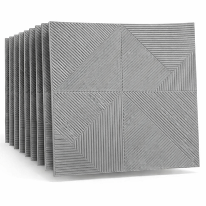 Pack de 10 Panneaux Muraux 3D Adhésifs Gris – Motif Géométrique 70×70 cm