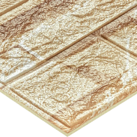Pack de 10 Panneaux Muraux 3D Autocollants Effet Pierre Beige 70 Ă 77 cm â Anti-HumiditĂ©