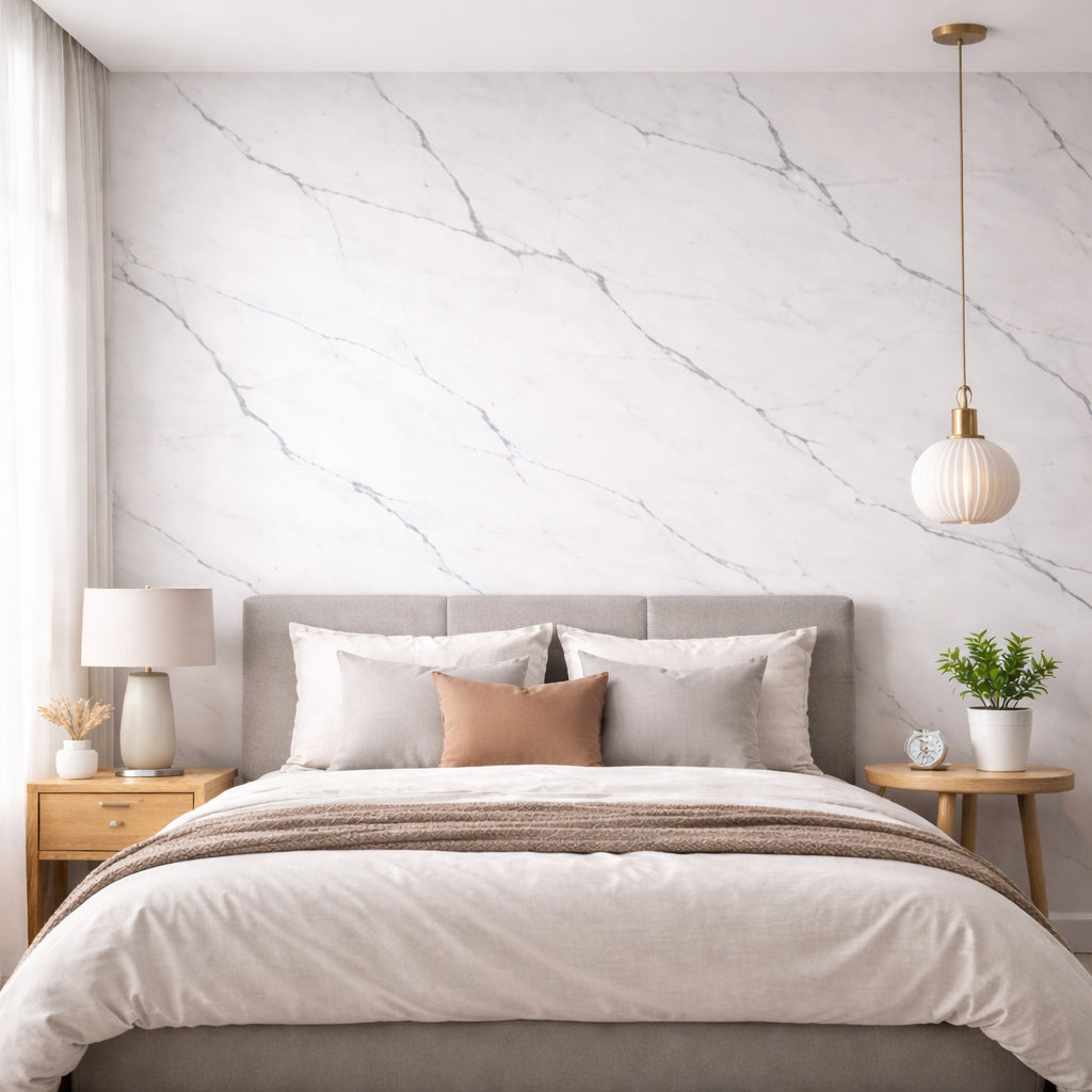Rouleau Panneau Mural Autocollant Effet Marbre Blanc 60 cm x 2,80 m – Épaisseur 3 mm