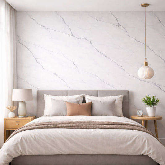 Rouleau Panneau Mural Autocollant Effet Marbre Blanc 60 cm x 2,80 m – Épaisseur 3 mm