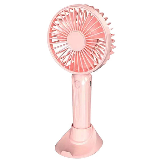 Ventilateur Portable à Main Rechargeable avec Support – USB Sans Fil à 3 Vitesses Rose