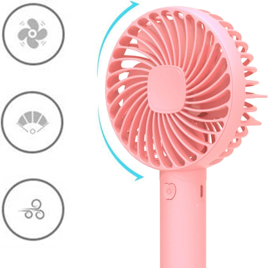 Mini Ventilateur Portable Rechargeable – 3 Vitesses – Rose