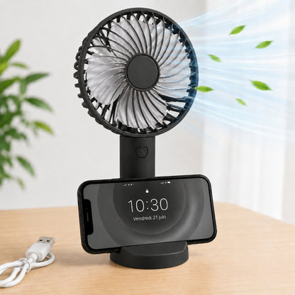 Mini Ventilateur Portable Rechargeable – 3 Vitesses – Noir
