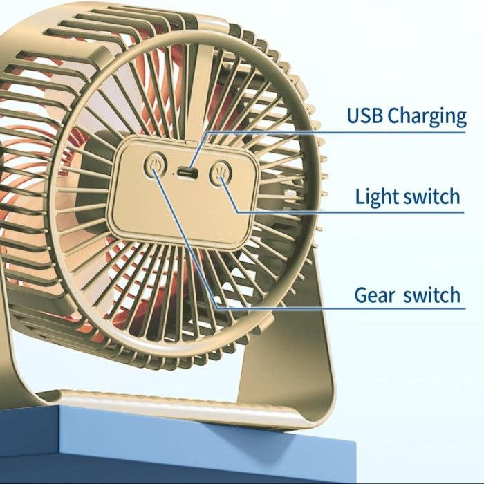 Ventilateur Portable Rechargeable LED RGB – 5 Vitesses – USB Rechargeable- Beige