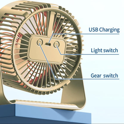 Ventilateur Portable Rechargeable LED RGB – 5 Vitesses – USB Rechargeable- Beige