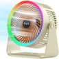 Ventilateur Portable Rechargeable LED RGB – 5 Vitesses – USB Rechargeable- Beige