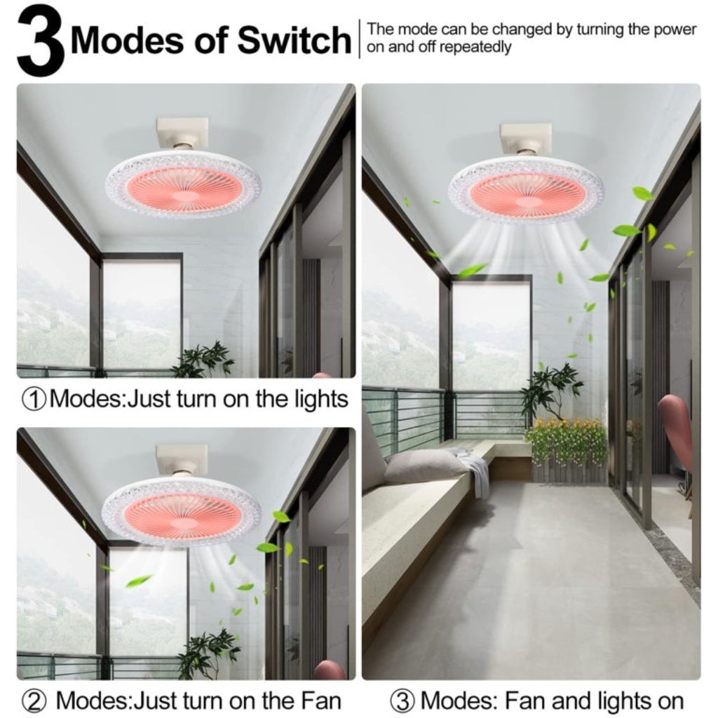 Ventilateur Plafonnier LED 36W avec Télécommande – 3 Vitesses – Éclairage 3 Couleurs - Rose