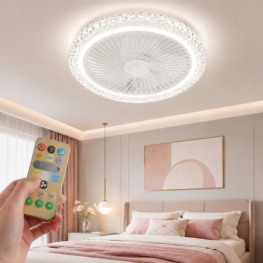 Ventilateur Plafonnier LED 36W avec Télécommande – 3 Vitesses – Éclairage 3 Couleurs - Blanc