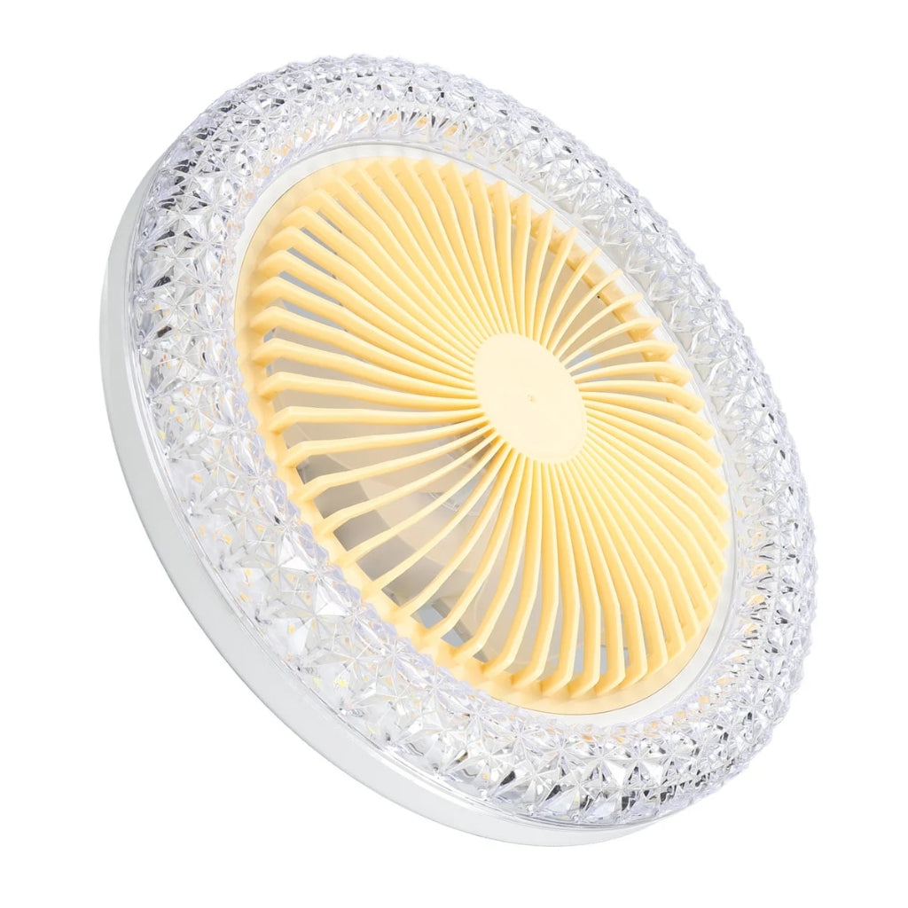Ventilateur Plafonnier LED 36W avec Télécommande – 3 Vitesses – Éclairage 3 Couleurs - Jaune