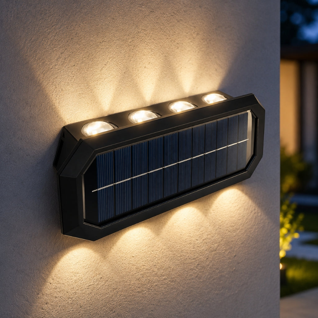 Applique Solaire LED Murale 8 LED – Double Éclairage - 21 x 10 cm