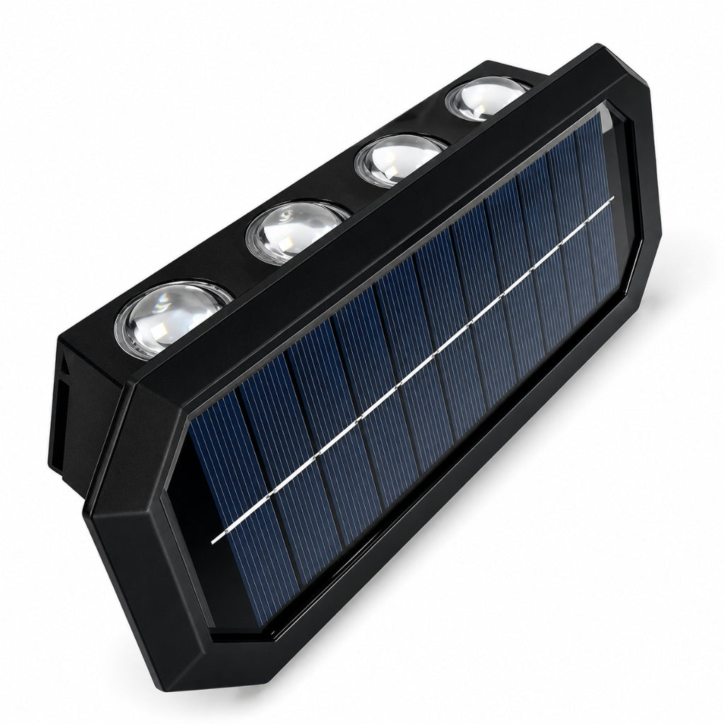 Applique Solaire LED Murale 8 LED – Double Éclairage - 21 x 10 cm