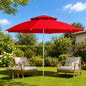 Parasol Extérieur Rond 3 m Double Toit – Hauteur Réglable – Aluminium & Polyester - Rouge