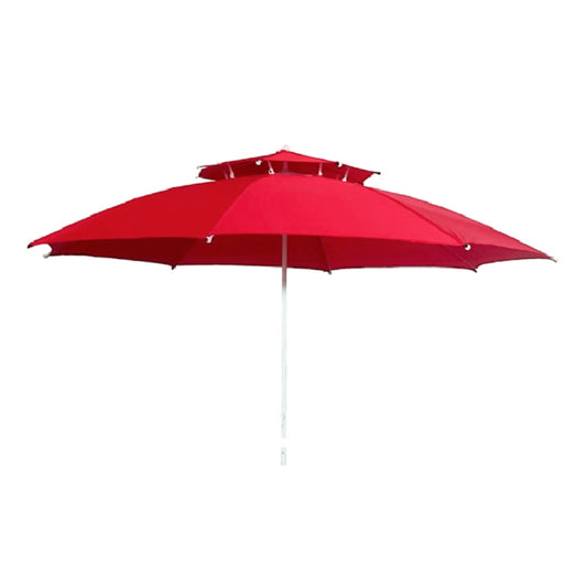 Parasol Extérieur Rond 3 m Double Toit – Hauteur Réglable – Aluminium & Polyester - Rouge