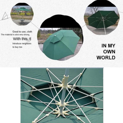 Parasol Extérieur Rond 3 m Double Toit – Hauteur Réglable – Aluminium & Polyester - Vert