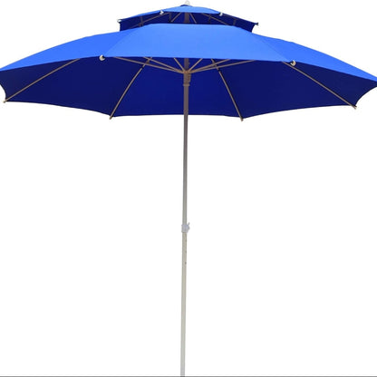 Parasol Extérieur Rond 3 m Double Toit – Hauteur Réglable – Aluminium & Polyester - Bleu