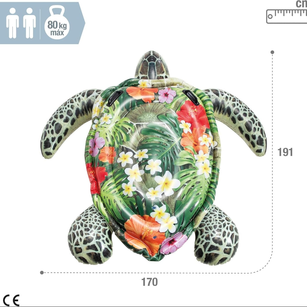 Intex Bouée Gonflable Géante Tortue de Mer – Matelas Flottant 1,91 × 1,70 m – Piscine & Plage