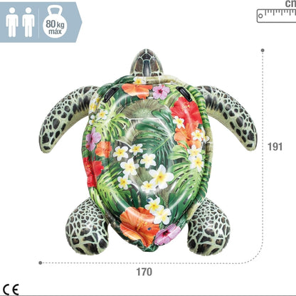 Intex Bouée Gonflable Géante Tortue de Mer – Matelas Flottant 1,91 × 1,70 m – Piscine & Plage