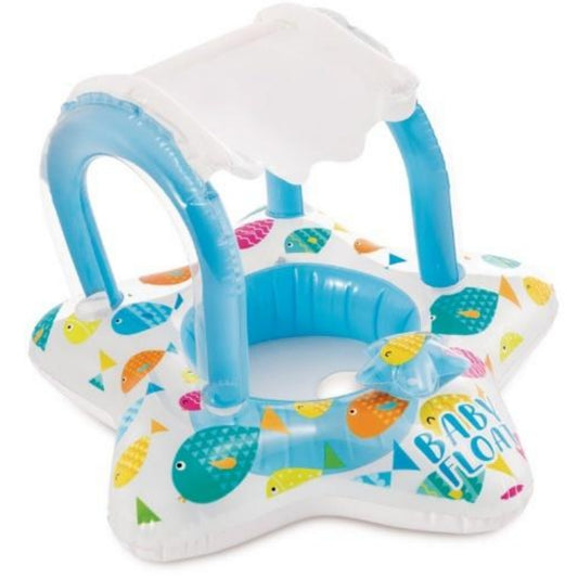 Intex Bouée Gonflable Bébé avec Auvent de Protection UV – Flotteur de Piscine Sécurisé 81 × 79 cm