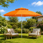 Parasol Extérieur Rond 3 m Double Toit – Hauteur Réglable – Aluminium & Polyester - Orange